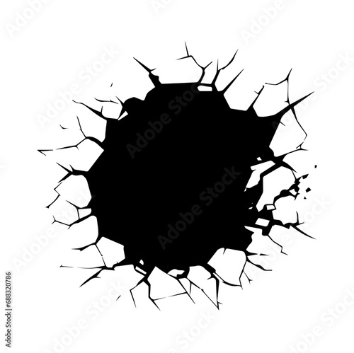 Cracked Wall Bullet Broken Hole, Generative AI.