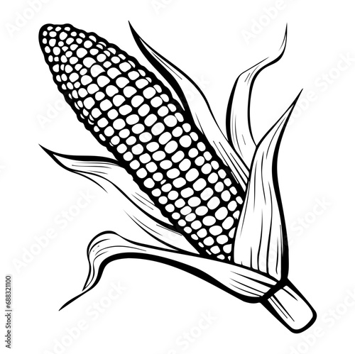 sweet corn doodle illustration. Hand drawn corn illustration, Generative AI.