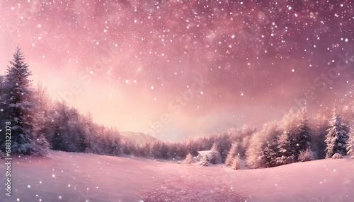 冬、雪の結晶、ピンク背景｜Winter, snowflakes, pink background. Generative AI © happy Wu 