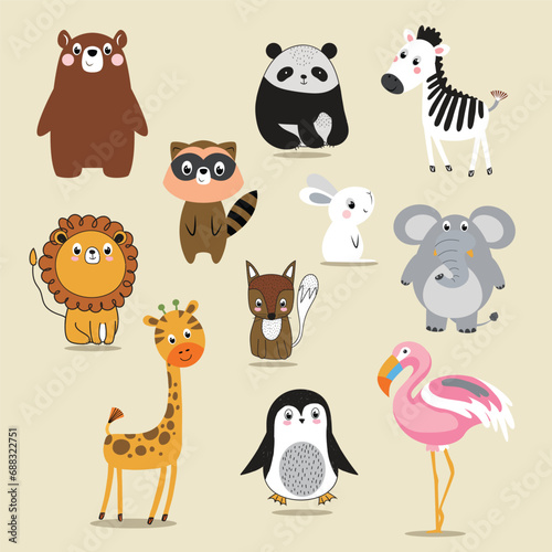 Fototapeta Naklejka Na Ścianę i Meble -  icon set animals vector illustration