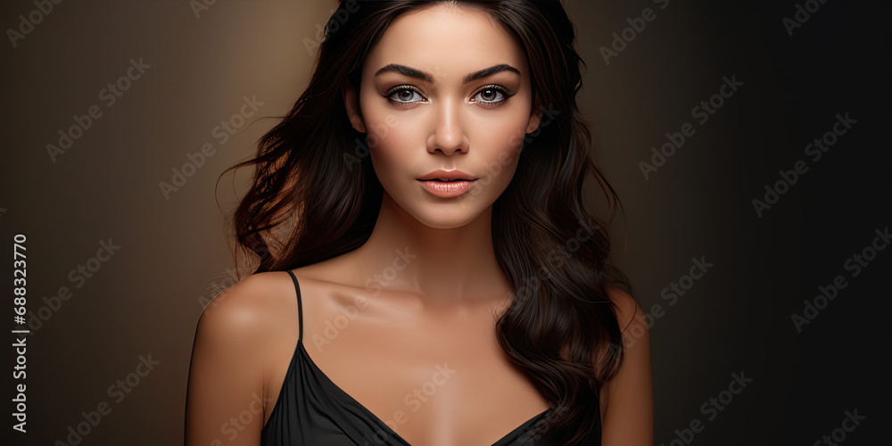 virtual women, a brunette in a black dress, generative AI virtual women, a brunette in a black dress, generative AI