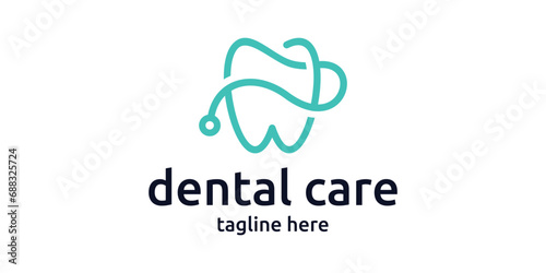 logo design combination of dental shape with stethoscope, dental care logo.