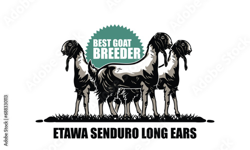 ETAWA SENDURO BEST BREEDER LOGO, silhouette of great goat standing vector illustrations