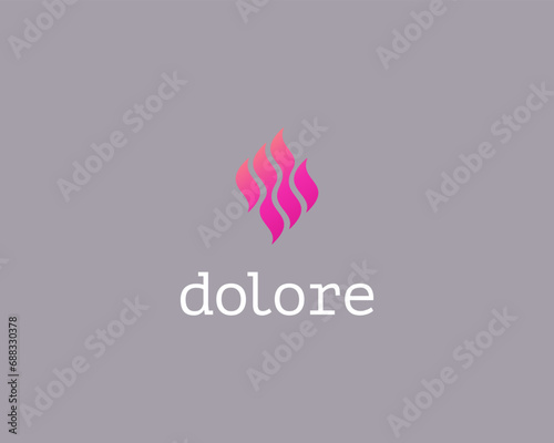 Abstract logo from curved waves. Creative flame fire steam sign. Flow motion stream symbol. Vector illustration.