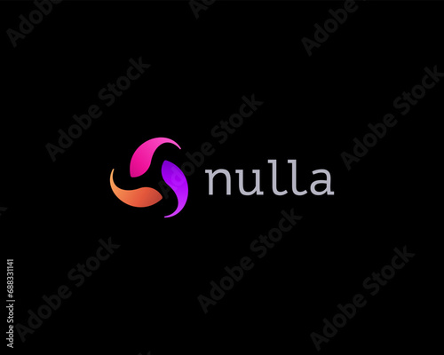 Abstract logo from rotating gradient shapes. Vortex spinner sign. Universal atom science symbol. Vector illustration.