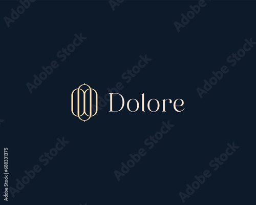 Elegant linear logo. Creative beauty salon boutique jewelry luxury logotype. Vector illustration.