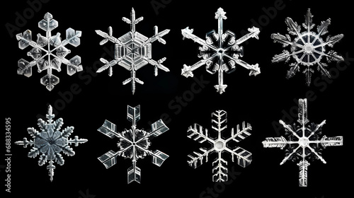 various shapes and sizes of snowflakes 
