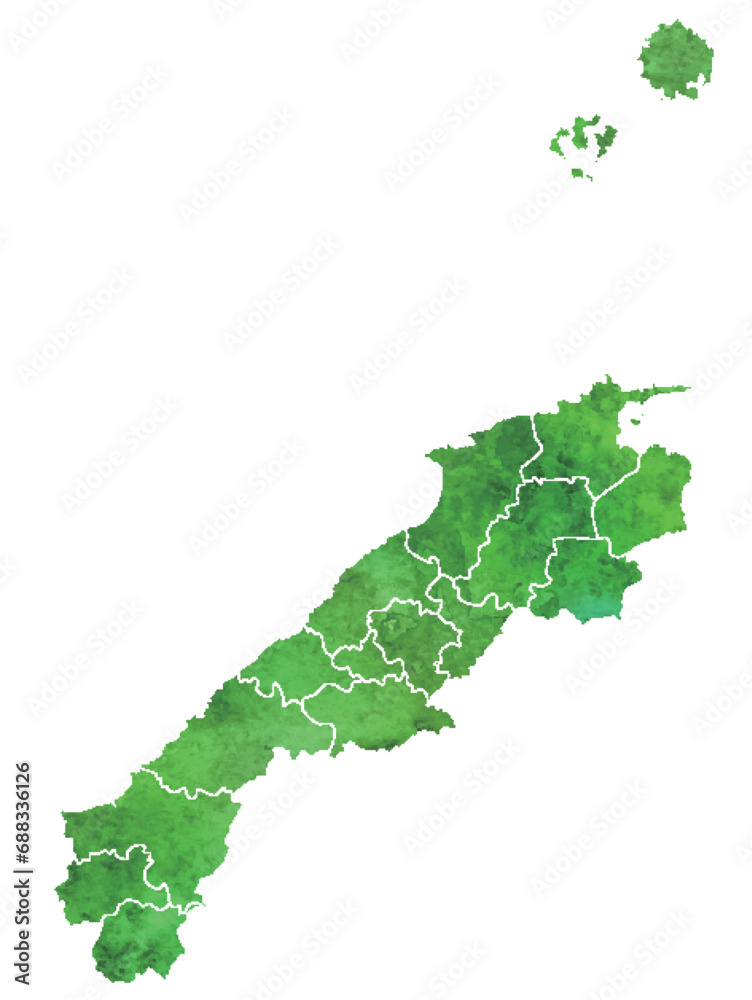 島根　地図　水彩　緑　アイコン