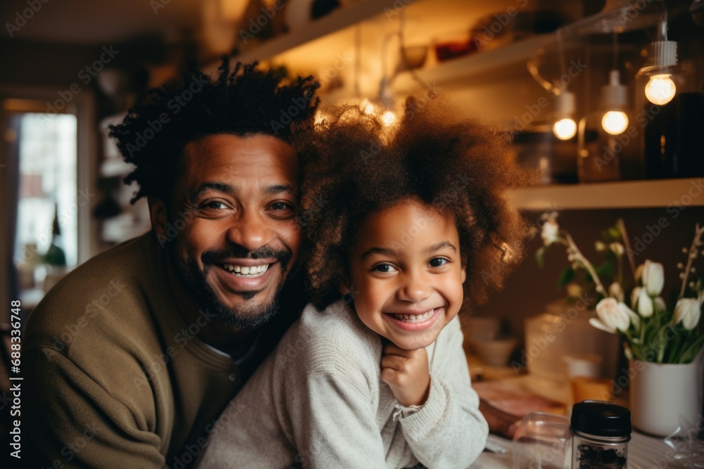 Portrait of a happy young father with daughter at home