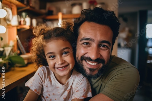 Portrait of a happy young father with daughter at home