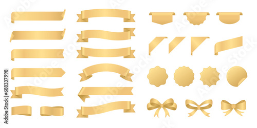 realistic shiny gold ribbon banner collection  photo
