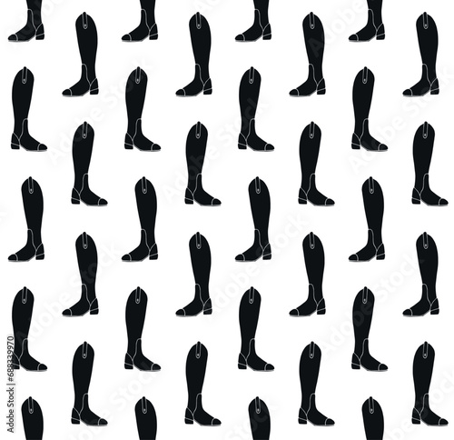 Vector seamless pattern of hand drawn doodle sketch horse riding boot isolated on white background