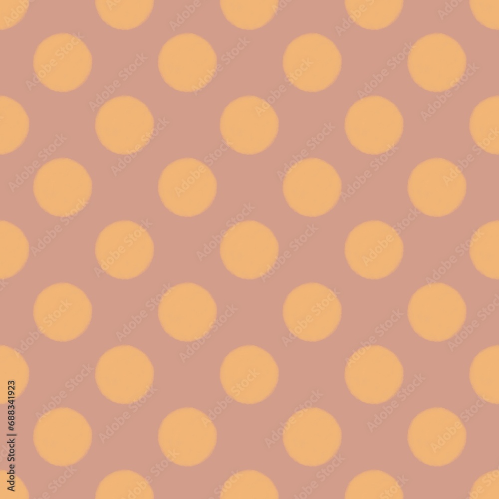 Polka dot pattern with orange dots brown background in the style of minimalist colour field, classic motif. 