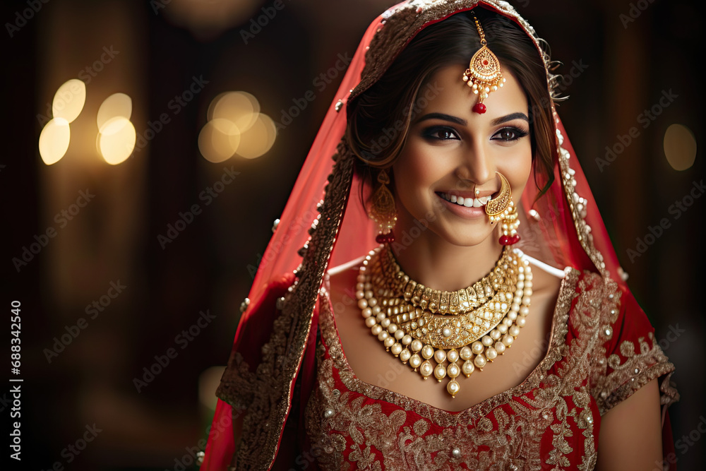 Beautiful Indian bride in traditional dress