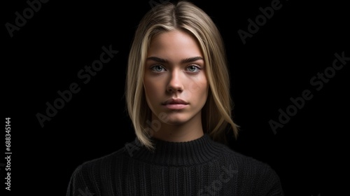 Portrait of an attractive young woman isolated on black background 