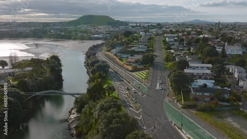 Wallpaper Mural Aerial: Tamaki Estuary, highway and Mt Wellington, Panmure,  Auckland, New Zealand Torontodigital.ca