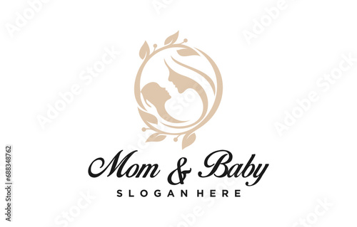 mama and baby luxury unique beautiful logo design