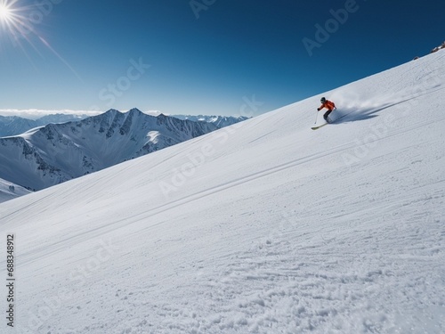 Thrilling Snowy Slope Adventure. AI Generated.