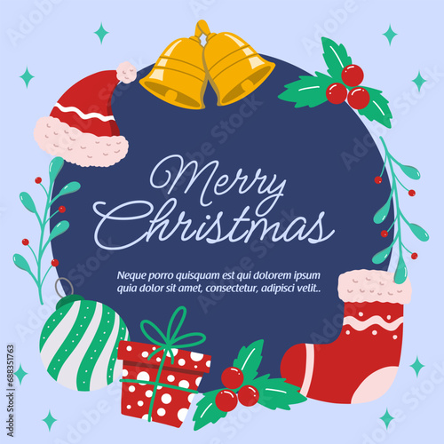 christmas and new year greeting card for social media post photo