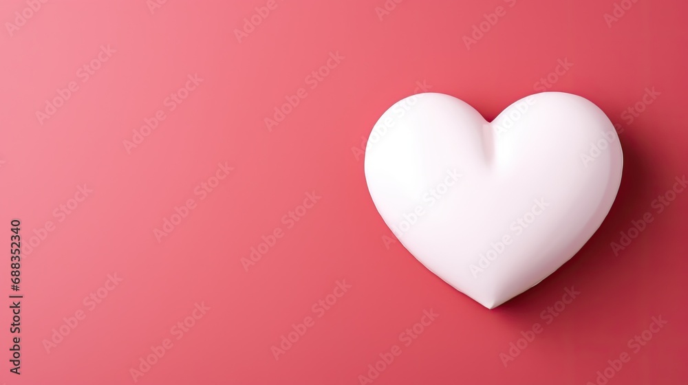 A figurine of a white heart on a pink background.