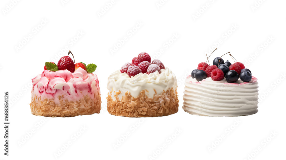 A group of desserts with berries on top A group of desserts with berries on top