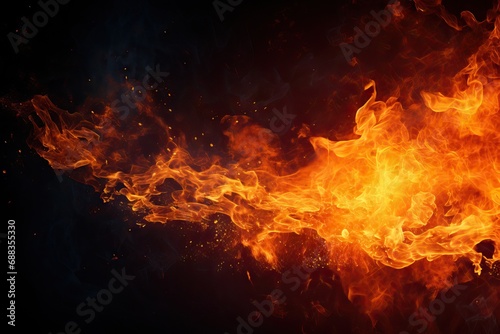 Photographie banner flyer card Texture background black isolated Flames embers particles fire