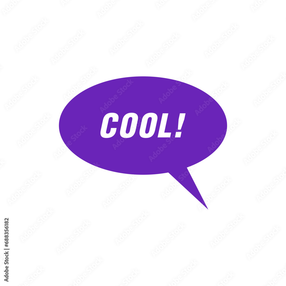 Expression of the word cool! represented in speech bubble