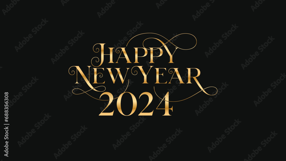 Happy New Year. Golden Numbers 2024 for calendar cover purposes. Posters, Banners, Social Media or Other Design Assets. Vector illustration