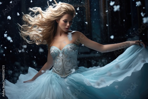 Winter Whirlwind: Freeze the motion of the fairy mid-spin, creating a dynamic shot with swirling snowflakes and a blur of her ethereal form.