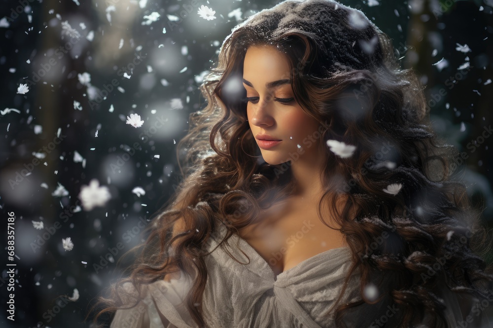  Winter Veil: Capture the fairy dancing behind a veil of falling snow, creating a dreamy and enchanting atmosphere.