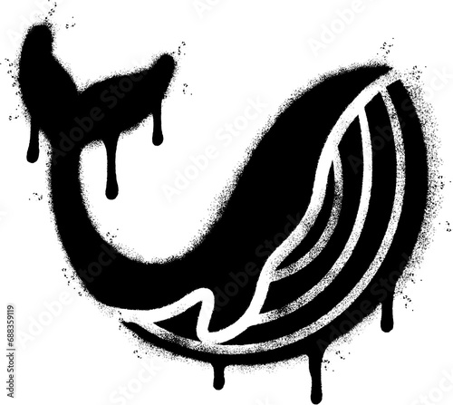 Spray Painted Graffiti whale icon Sprayed isolated with a white background. photo