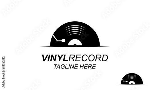 Half Vinyl Disk Record Logo Design Template.
