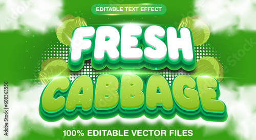Fotografie Fresh Cabbage 3d editable text effect Template suitable for sweet food menu them