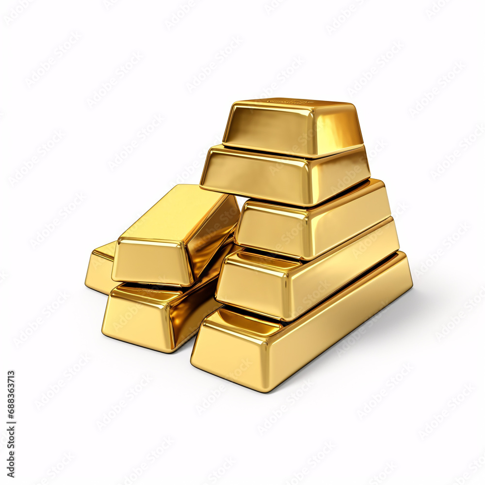 A bunch of gold against a white background