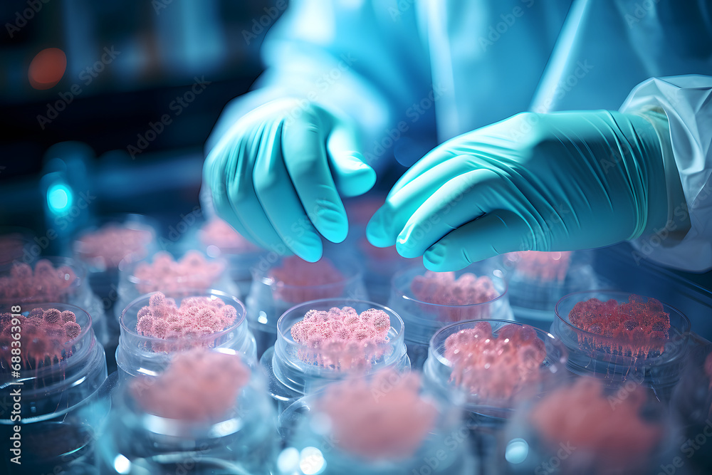 Close-up of a scientist's hands conducting nanotechnology research in a laboratory, Close-up of a scientist's hands conducting nanotechnology research in a laboratory,