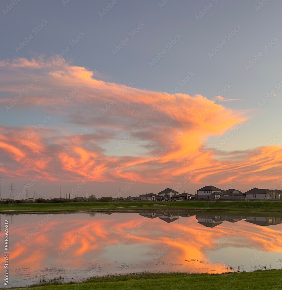 sunset over lake