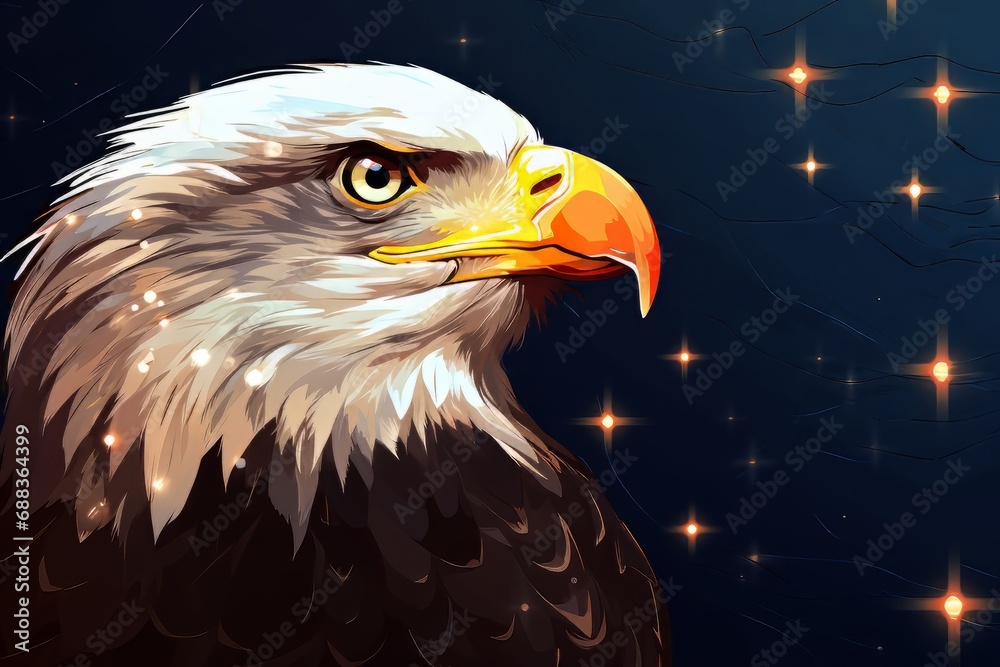 Majestic Eagle Soaring Through a Starry Night Sky Majestic Eagle Soaring Through a Starry Night Sky