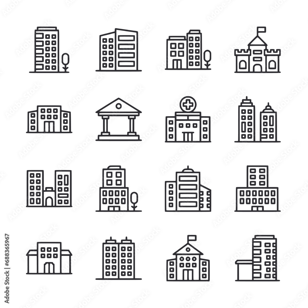 set of buildings icon