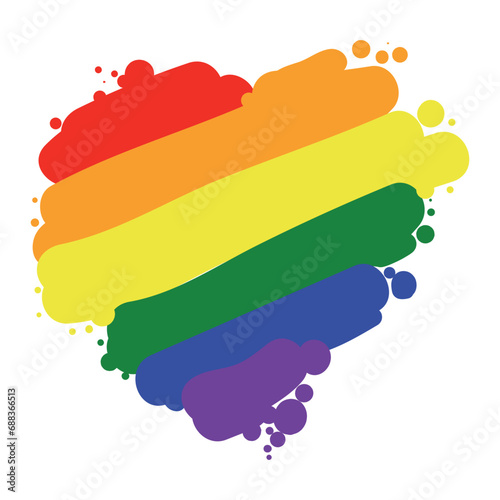 Heart made with rainbow colors to celebrate Pride, Vector illustration