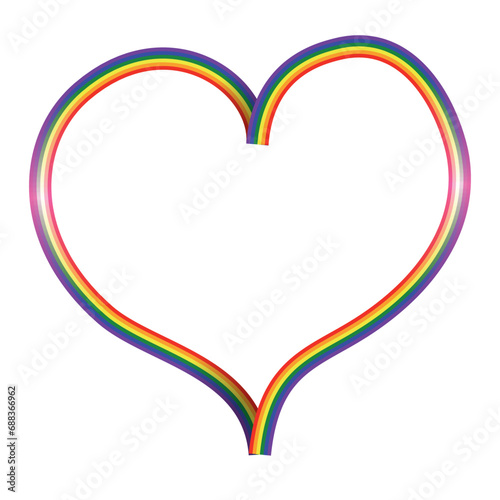 Rainbow ribbon with heart shape on white background, Vector illustration
