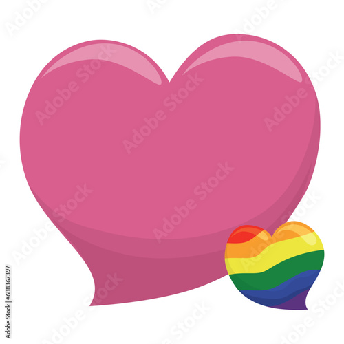 Pair of hearts one pink and the other in rainbow colors, Vector illustration.