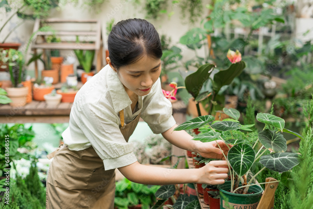 Portrait of Asian woman working in a plant shop Portrait of Asian woman working in a plant shop