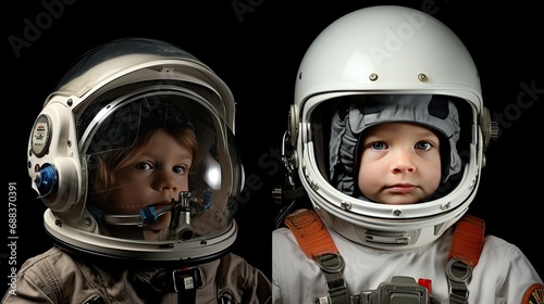 Astronaut in Training with Space Helmet and Work Helmet © lara