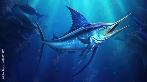 Blue Marlin is a large game fish that is popular photo
