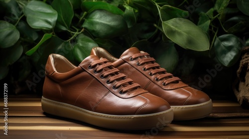 Brown Leather Sneakers Stylish and Comfortable