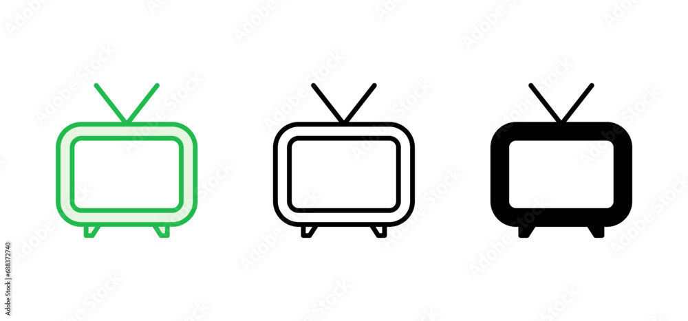 Tv icon set. television icon vector Tv icon set. television icon vector