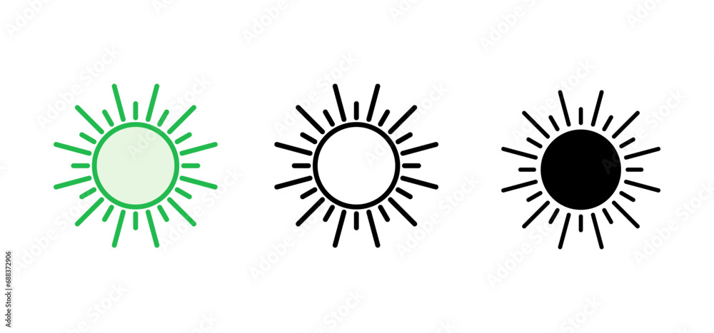 Sun icon set. Brightness Icon vector Sun icon set. Brightness Icon vector