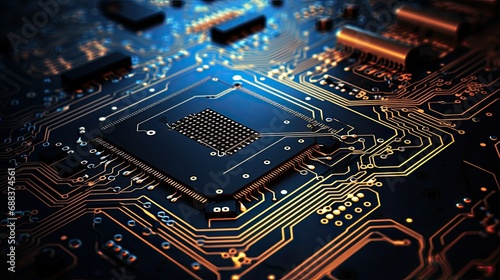 Close up electronic circuit board background. Computer