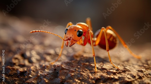 Close up of red imported fire ant Solenopsis invicta