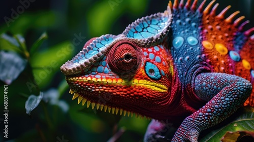 Close-up of a Colorful Chameleon a Fascinating Dragon © lara